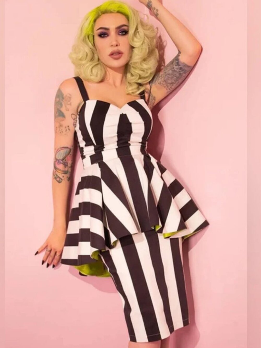 Vixen by Micheline Pitt BEETLEJUICE™ Ghost with the Most Peplum Dress - L; NWT!